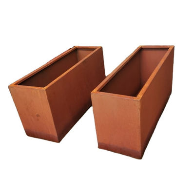 Square Rusted Corten Flower Pot Metal Flower Planter For Garden / Yard