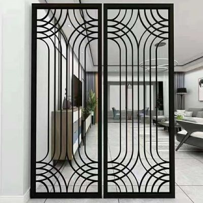 Black Decorative Metal Room Divider Screens Laser Cut Partition Wall