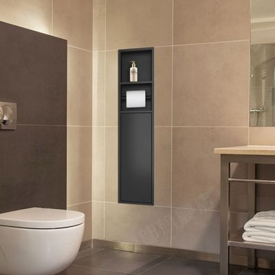 3 طبقات من رف جدار الدش المجوف من الفولاذ المقاوم للصدأ، مكانة الدش على الجدار الخارجي مع الباب