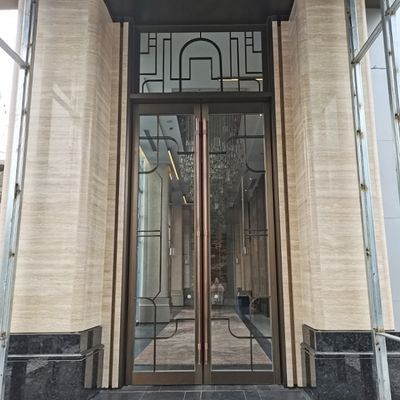 Hairline ফ্রন্ট হাউস ডবল দরজা স্টেইনলেস স্টীল প্রধান দরজা কাস্টমাইজড