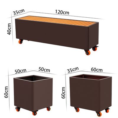 Jardin Seat démontable de planteur de fleur en métal de jardin avec des roues de boîtes de planteur