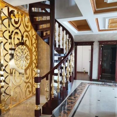 Royal Classic Stair Railing Carve Flower Stair Column Metal Railing Indoor