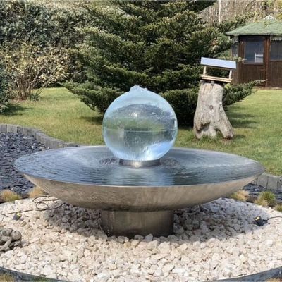 Stainless Steel Sphere Water Feature Mirror Polished With Rotating Ball