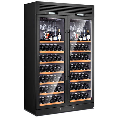 Black Display Metal Wine Cabinet With Refrigerator Glass Door Wine Shelf
