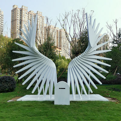 Human Body Induction Wing Sculpture Stainless Steel With LED Light