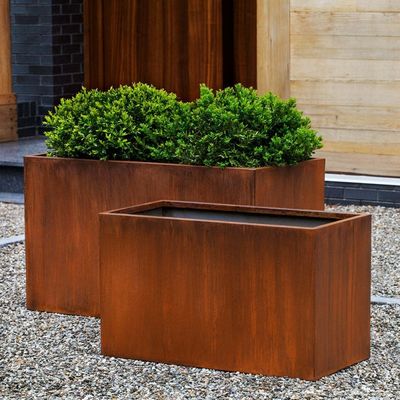 Rectangle Corten Steel Flower Rusty Planter Boxes Metal Outdoor 1200mm