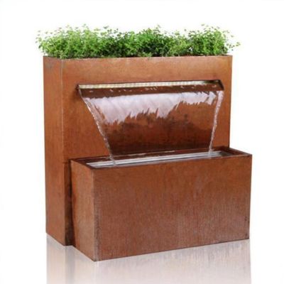 Rectangle Corten Steel Fountain Sculpture Outdoor Garden Water Statues