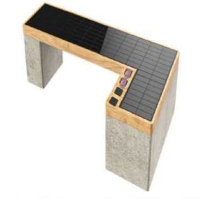 Outdoor Street L Shape Solar Power Bench Metal Special Shaped Smart Bench