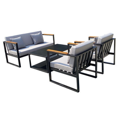 Outdoor Metal Frame Luxury Sofa Bench Complete Set Of Tables And Chairs
