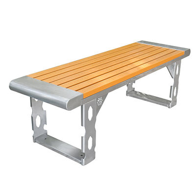 Aluminum Waterproof Backless Bench Teak Slat Modern Design Bench Seat