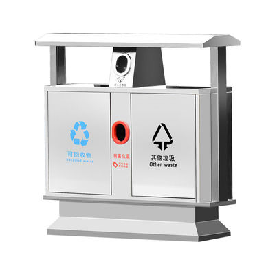 Large Outdoor Waste Bin Stainless Steel Trash Can With Inner Bucket