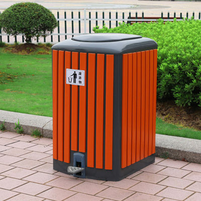 Rectangle Stainless Steel Trash Bin 240l Orange Waste Bin With Foot Pedal