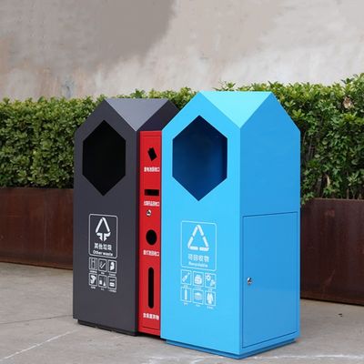 3 Colour Metal Waste Bin Creative Decorative Trash Bin For Backyard