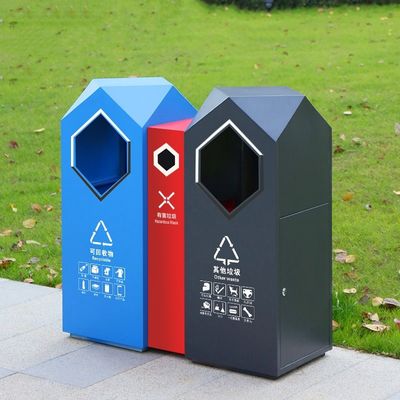 Colourful Metal Recycling Trash Bin Touch-Free Street Waste Bin