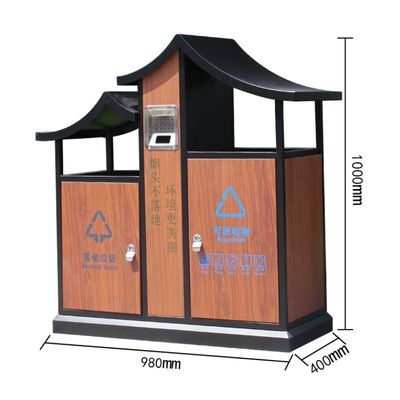 Stainless Steel Antique Eaves Garbage Bin Ancient Town Retro Waste Bin For Outdoor