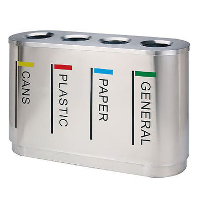 Modern Rectangle Metal Trash Bin With Steel Inner Bin For Outdoor