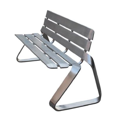 Garden Mirror Stainless Steel Metal Bench Outdoor Leisure Park Seat With Back Rest