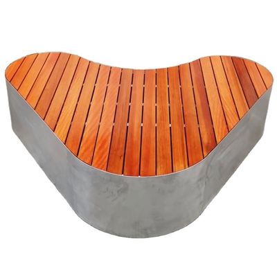 Outdoor Heart-Shaped Solid Wood Bench Garden Metal Frame Bench