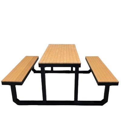One Piece Connection Table Chair Wood-Plastic Composite Top metal Frame Bench