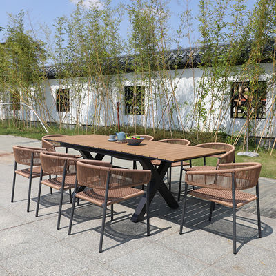 New Design Plastic Wood Table And Chair Set Waterproof Flexible Combination Table Bench Set